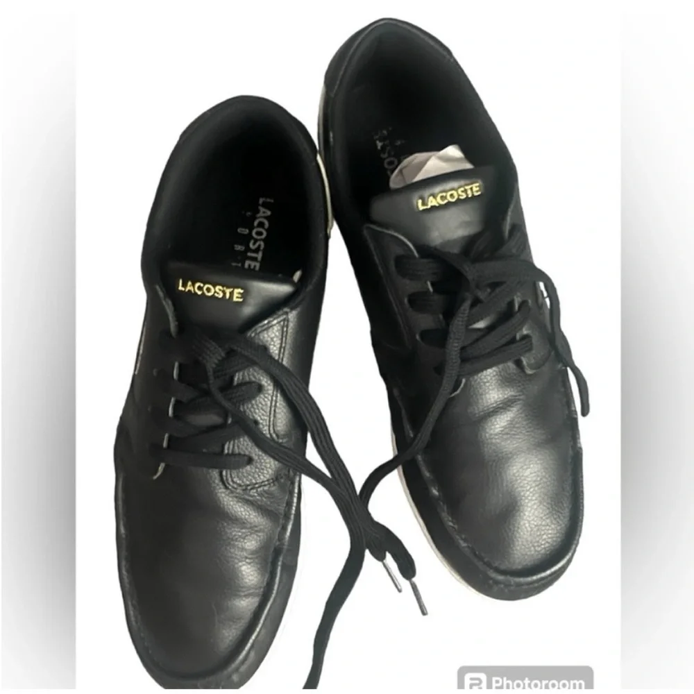 Lacoste Dreyfus AP black leather w/white trim men size 9 - Picture 2 of 7